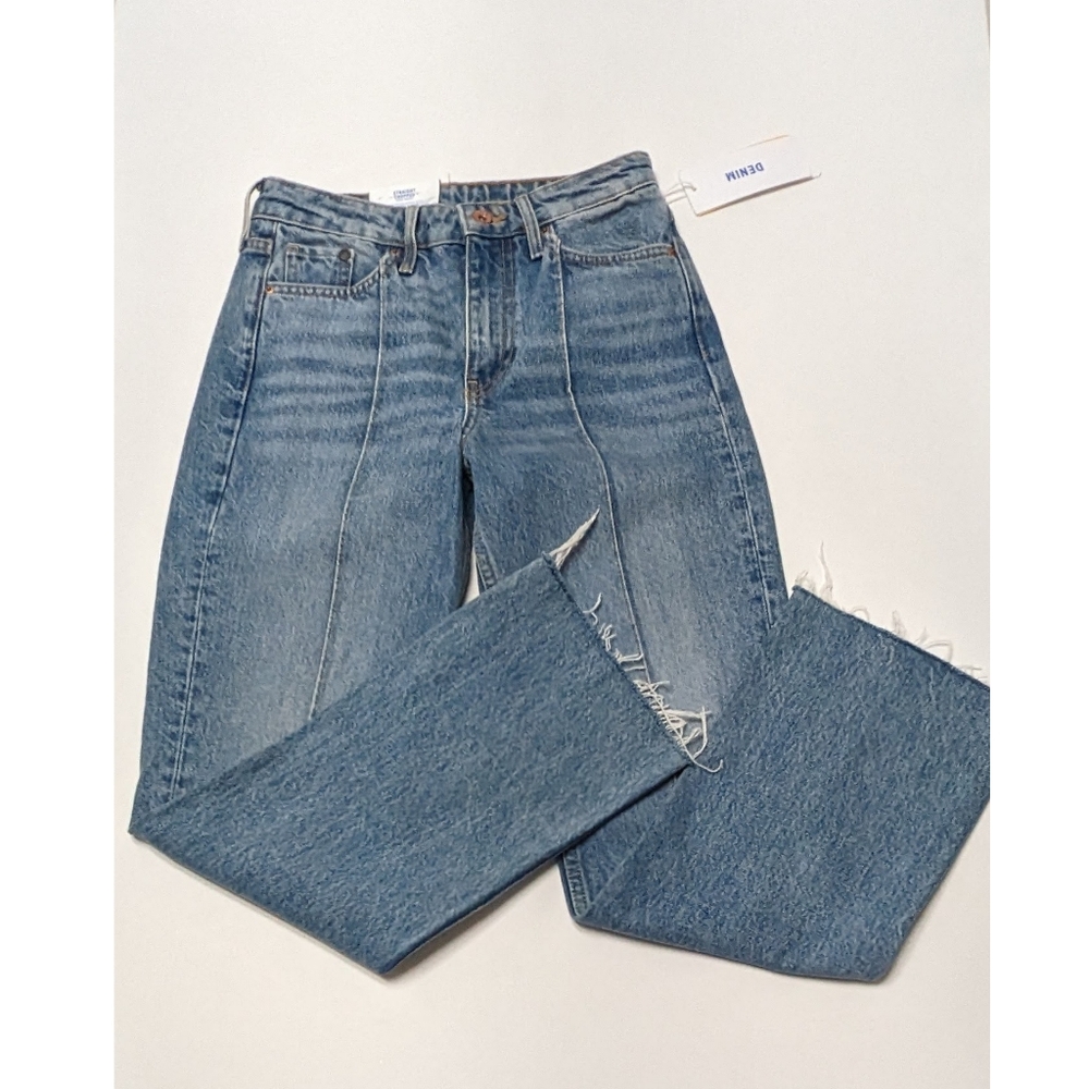 H&M High Waist Straight Cropped Blue Jeans Size 25